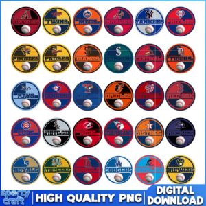 MLB Team Baseball Circle PNG Bundle, Baseball Circle PNG, MLB Baseball PNG