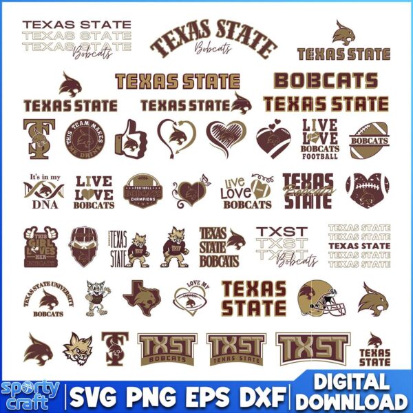 Texas State Bobcats SVG Bundle, NCAA SVG, Texas State SVG