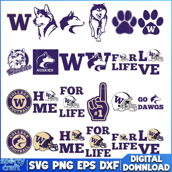 Washington Huskies Team Graphics SVG Bundle, NCAA SVG, Huskies Graphics svg