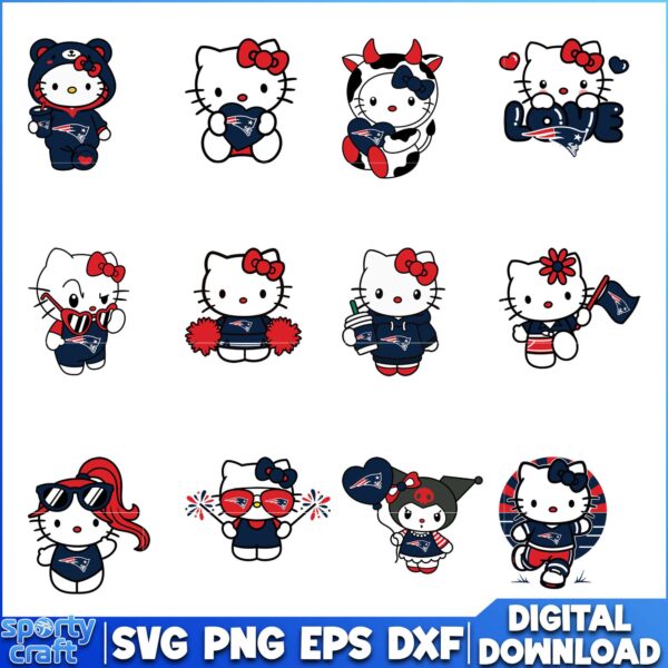 Hello Kitty Patriots SVG Bundle, New England Patriots SVG