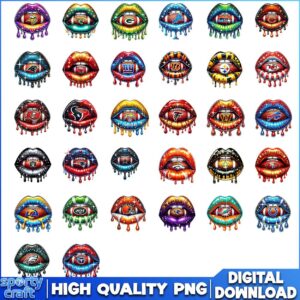 Vibrant Sports Lips NFL Bundle PNG, NFL Teams PNG